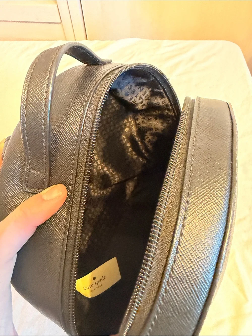 kate spade Black Leather Backpack with Glitter Base